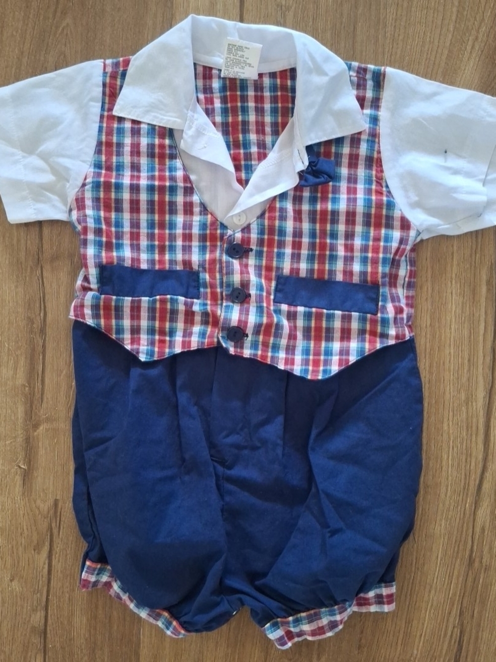Vintage Broadwar Kids Boys Toddler Plaid Romper Playsuit Size 2 T One Piece